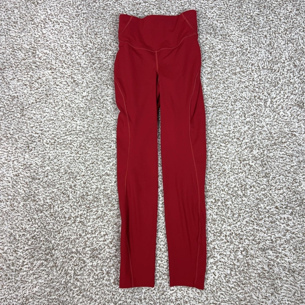 Lululemon Pants Womens 0 Red High Rise Ankle Leggings Yoga Gym Base Pace Sports